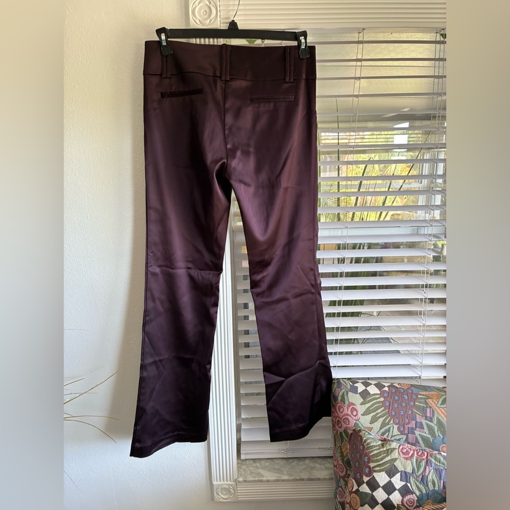 Women Satin-Look Maroon Dress Pants - Picture 5 of 5